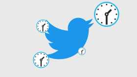 Logo de Twitter junto a relojes.