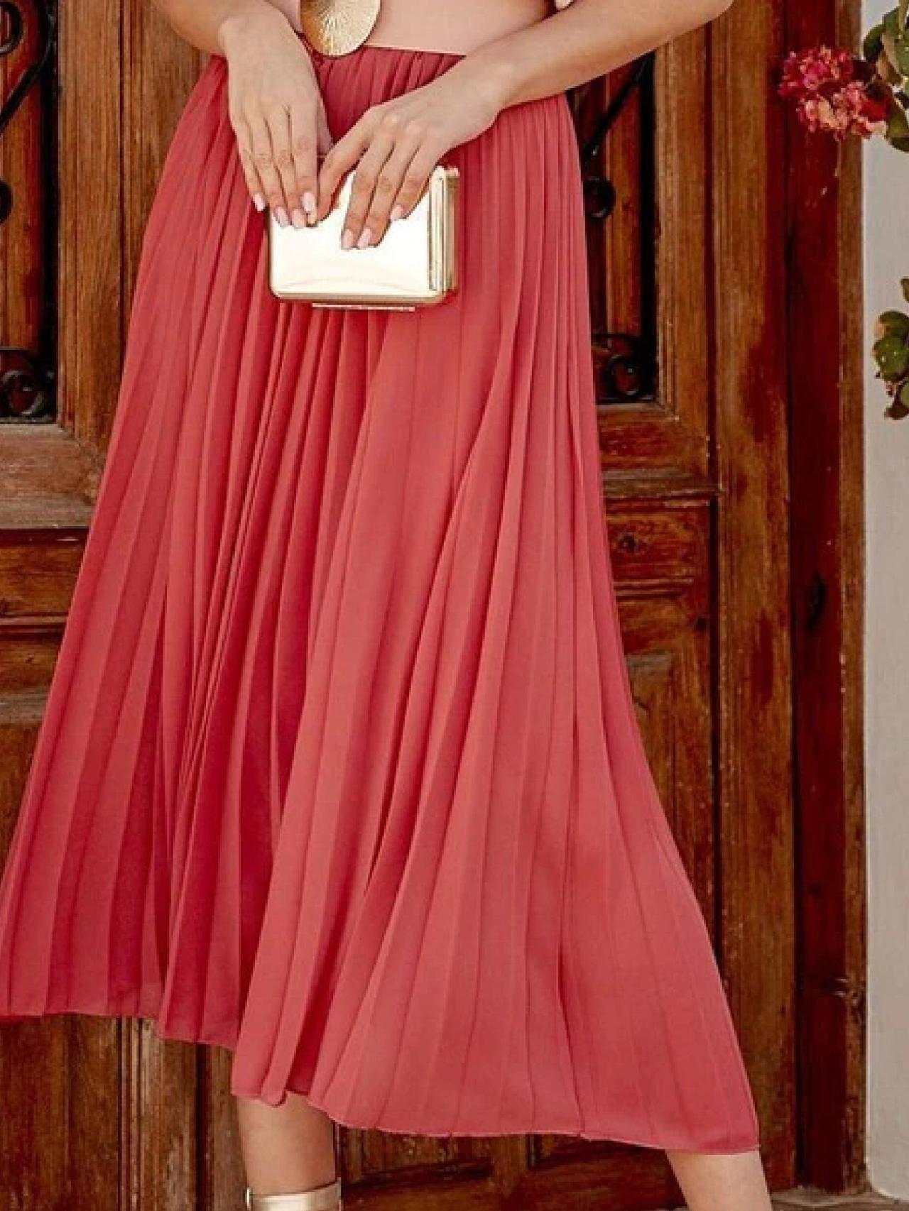 Falda plisada roja y rosa  Faldas, Faldas plisadas, Ropa