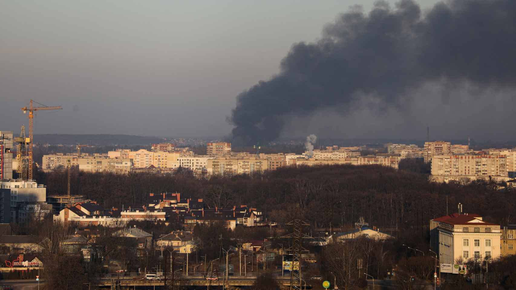 Bombardeos sobre Lviv (oeste de Ucrania)  este viernes.