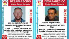 Localizan con vida a Antonio Vargas y Juan José Izquierdo, desaparecidos en Málaga.