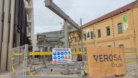 Trabajos de reurbanización de la Plaza Santo Domingo, en Málaga.