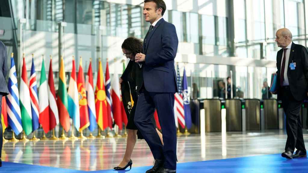 French President Macron arrives at NATO summit