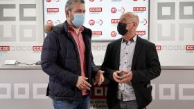 Los secretarios regionales de Acción Sindical, Raúl Santa Eufemia y Fernando Fraile, durante la rueda de prensa ofrecida este jueves en Valladolid.