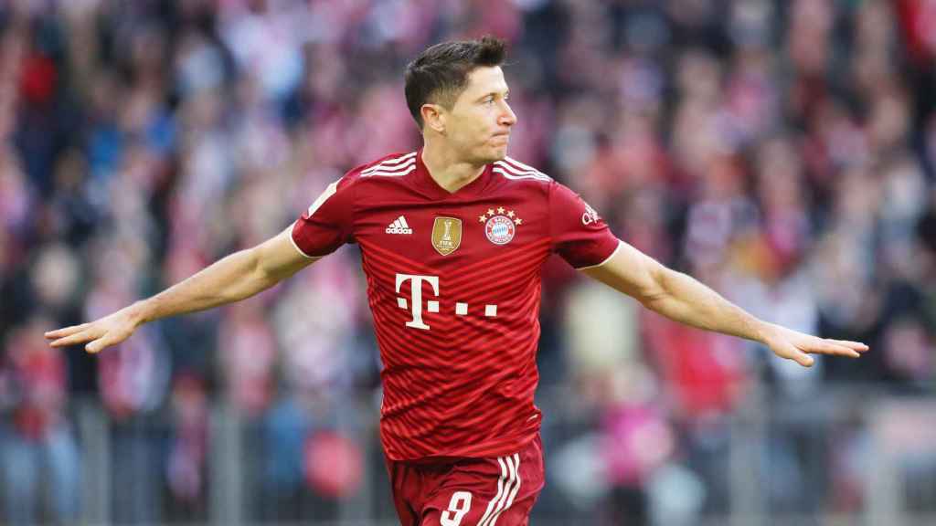 Robert Lewandowski celebrando un gol con el Bayern de Múnich