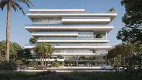 Diseño del edificio de oficinas que Insur construirá junto a las torres de 30 plantas en Málaga.