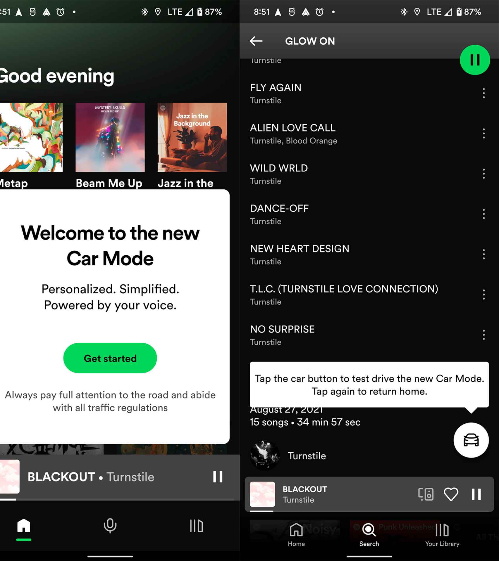 Spotify's new Car Mode