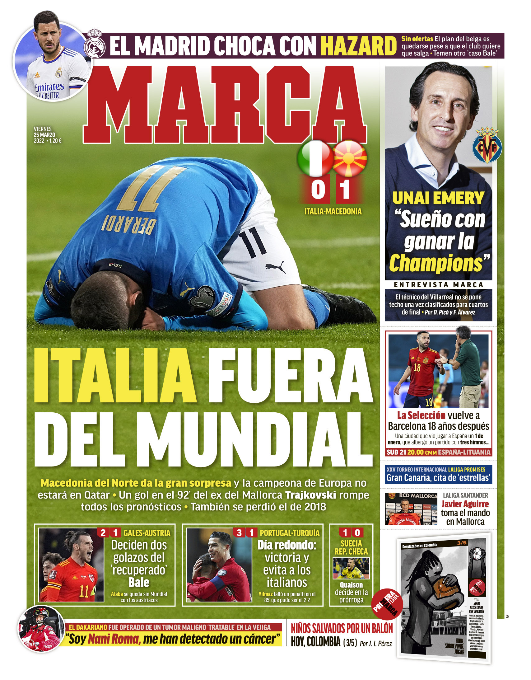 La portada del periódico MARCA (viernes, 25 de marzo del 2022): 