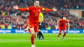 Gareth Bale celebrando un gol con la selección de Gales