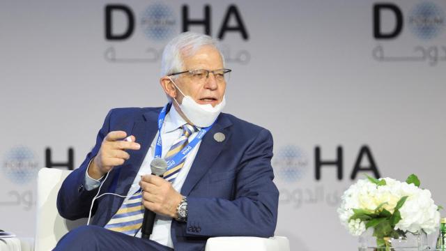 Josep Borrell este sábado en Doha.