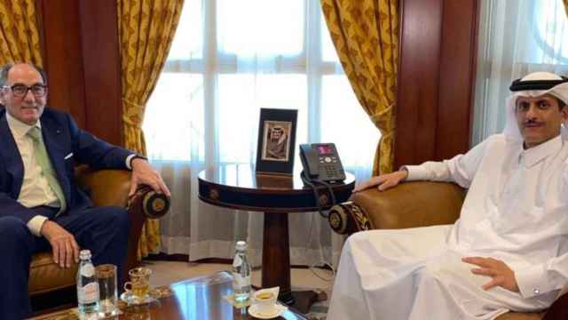 El presidente de Iberdrola, Ignacio Sánchez Galán, junto a Shk. Dr. Khalid bin Thani bin Abdullah Al Thani,  presidente de Qatar International Islamic Bank