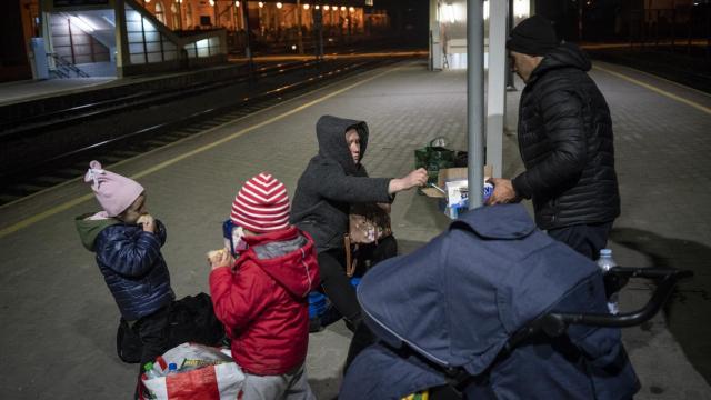 Refugiados en Medyka, junto a la frontera ucraniana