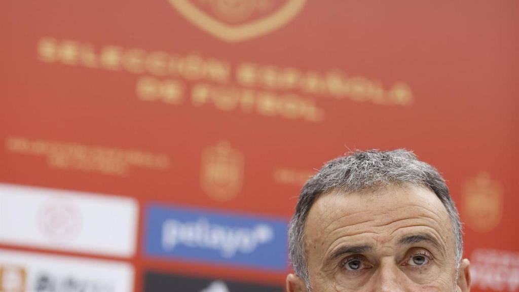 Luis Enrique, en rueda de prensa con la selección española de fútbol