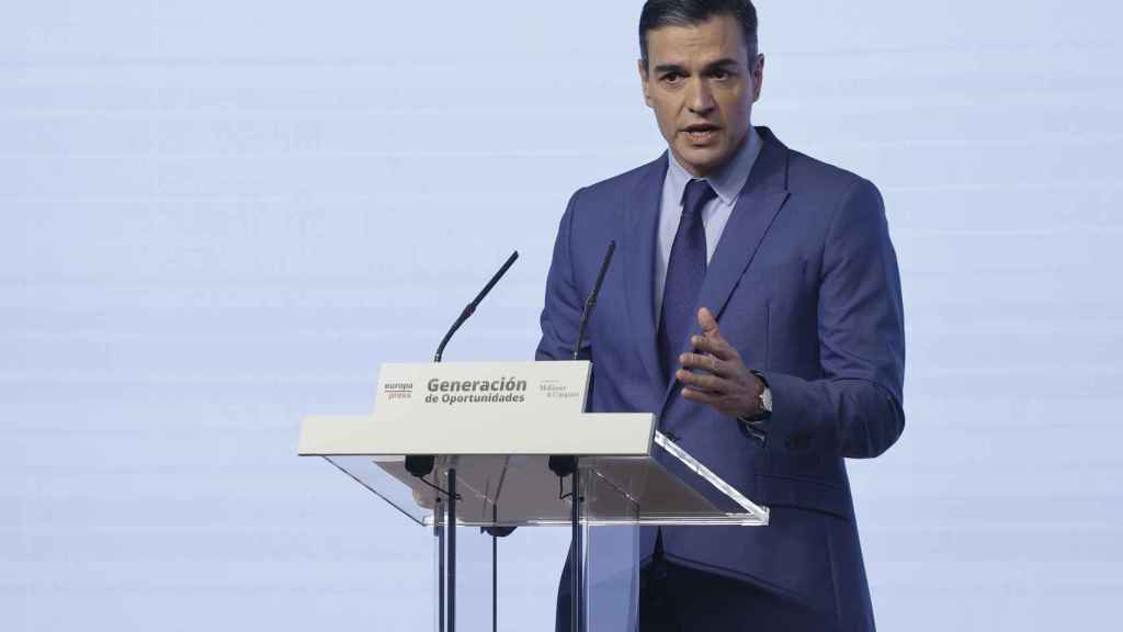 El presidente del Gobierno, Pedro Sánchez, en su intervención en el encuentro 'Generación de Oportunidades'.