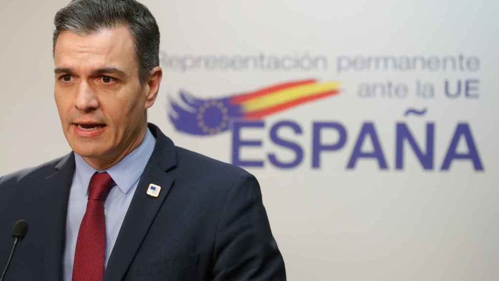 Pedro Sánchez, en la rueda de prensa posterior al Consejo Europeo.