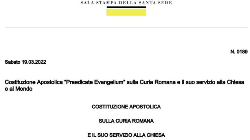 Portada de la nueva Constitución vaticana.