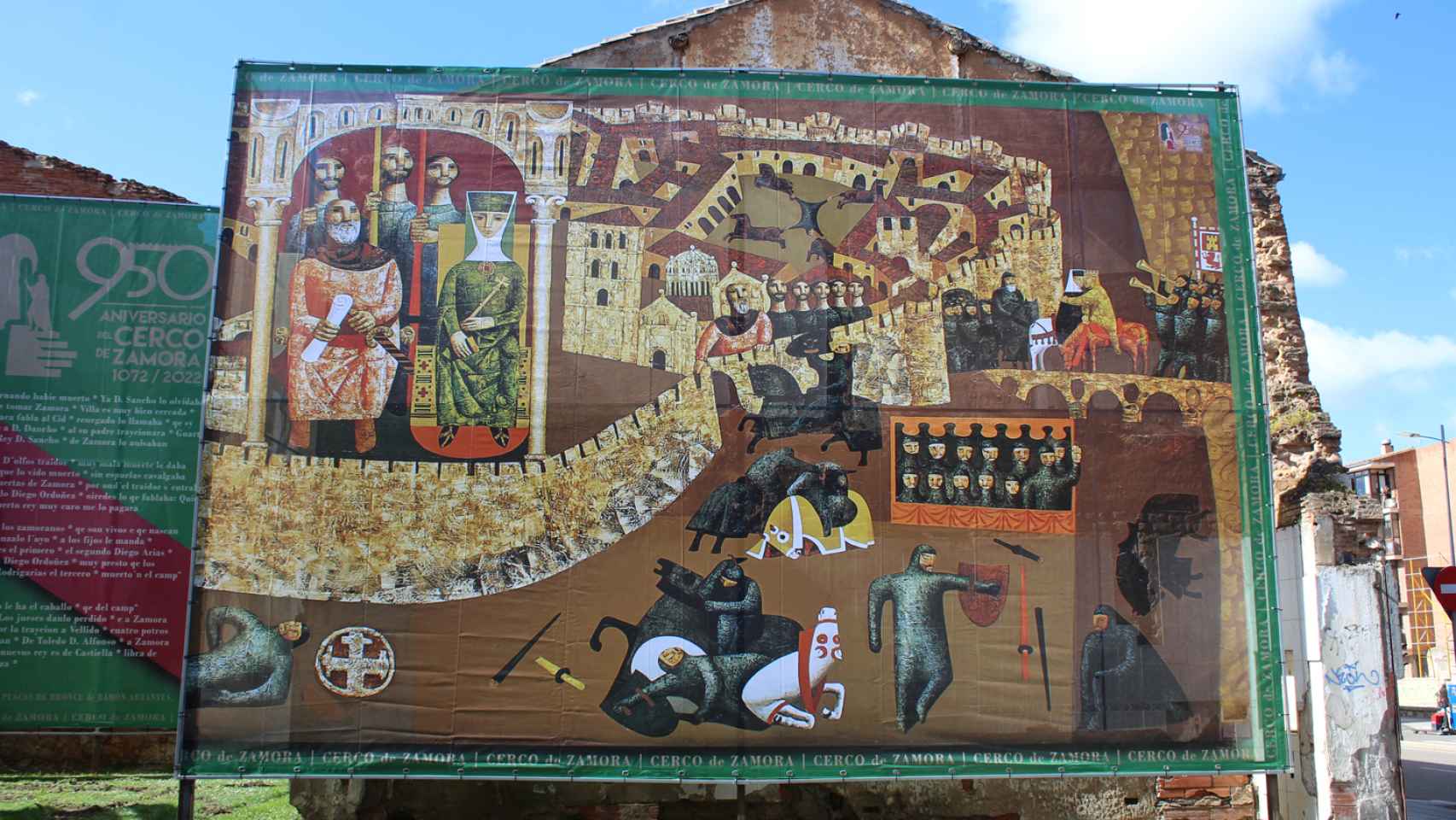 El Cerco de Zamora de Antonio Pedrero, a tamaño gigante y a los pies de la muralla