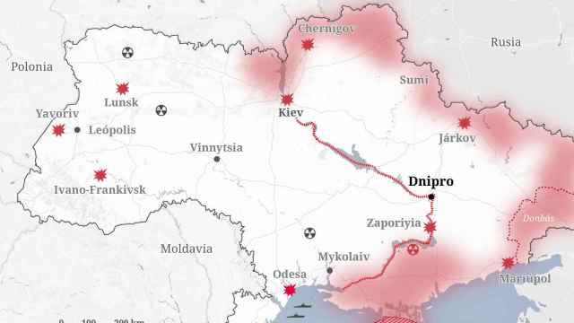 Mapa de Ucrania con la frontera del río.