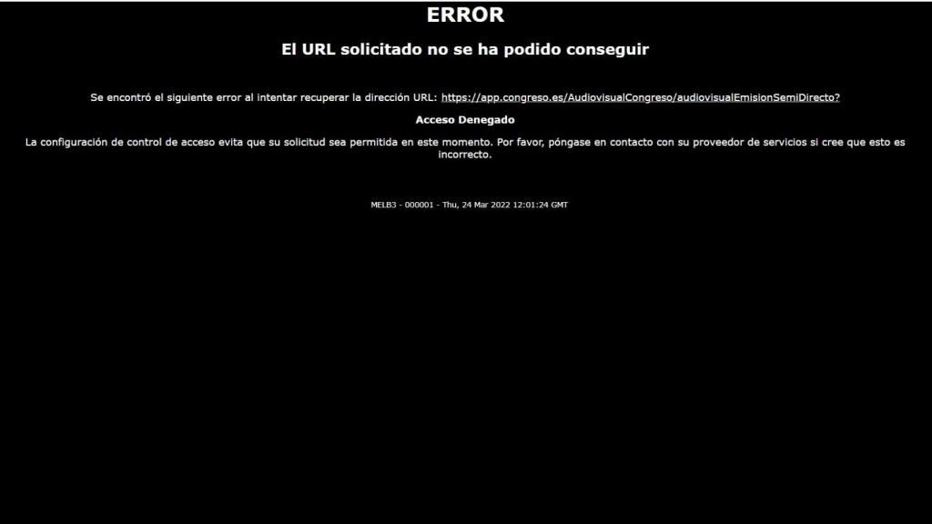 Imagen del ciberataque al Congreso de los Diputados