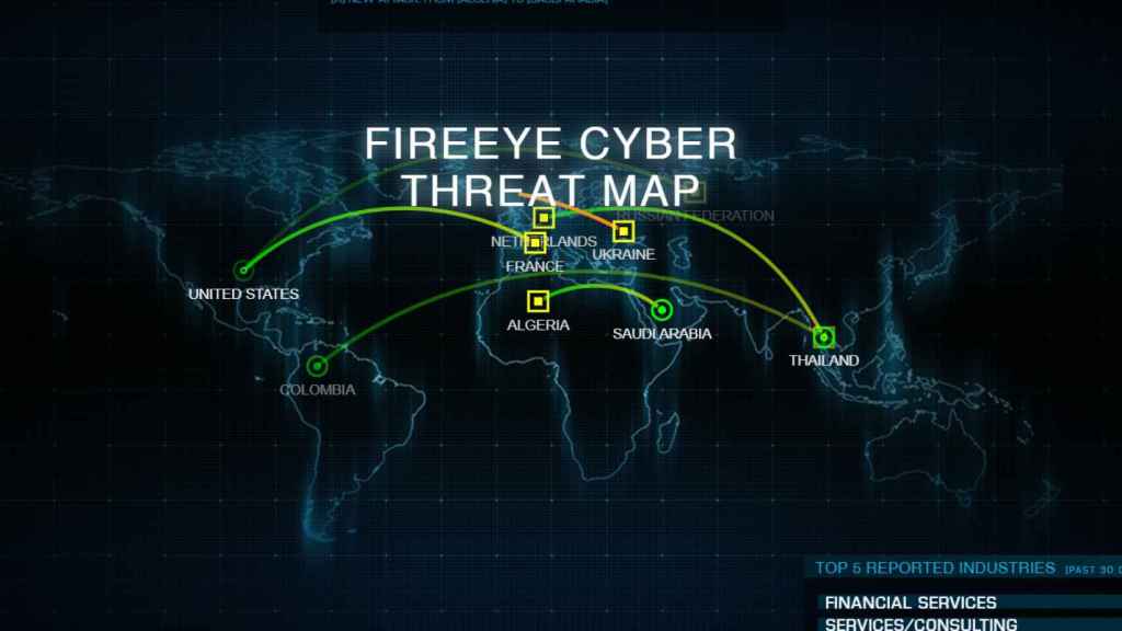 Mapa de ciberataques del 1 de abril de 2022 en FireEye