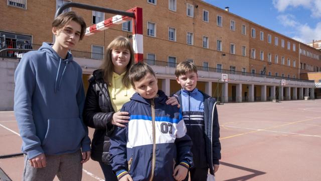 David Arranz / ICAL . Un grupo de niños ucranianos refugiados, matriculados en el colegio Salesiano San José de Salamanca: Nazar, Dasha, Marc y Volodar