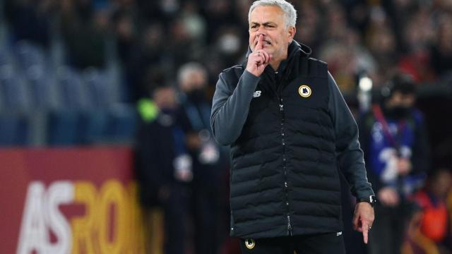 José Mourinho, en un partido de la Roma en la temporada 2021/2022