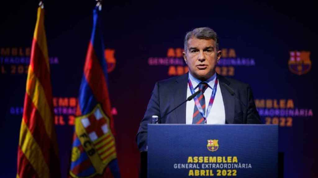 Joan Laporta, en la Asamblea Extraordinaria del FC Barcelona