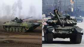 BMP-2 (izquierda) y T-72 (derecha)