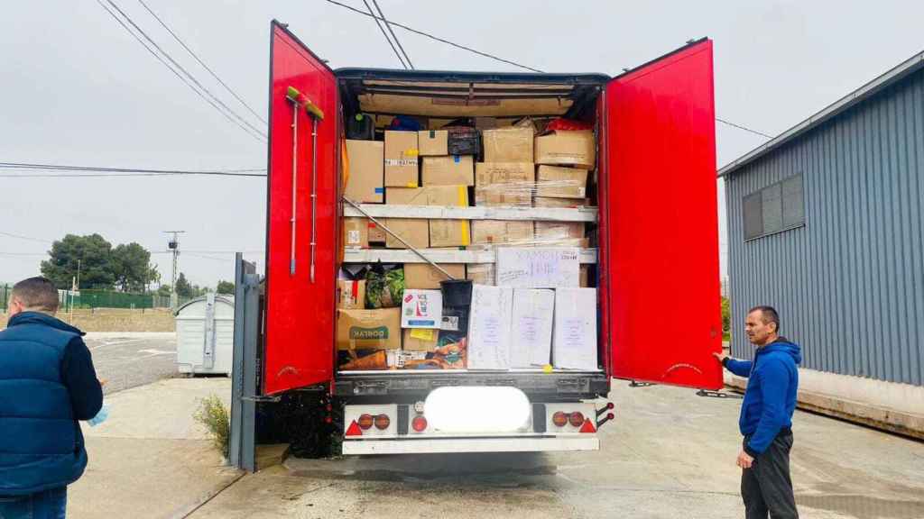 El camión, cargado de mercancía ya en Leópolis.