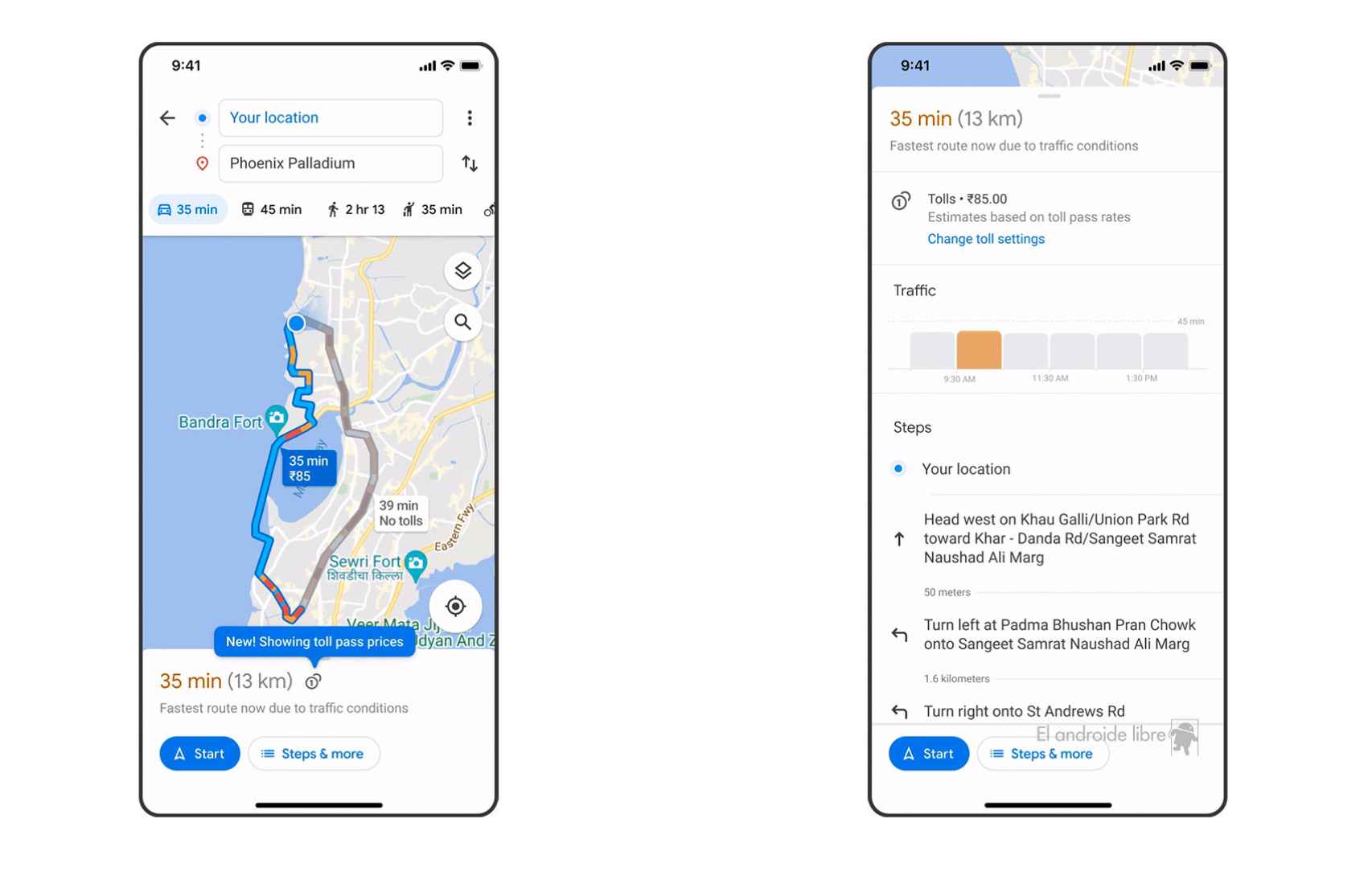 Google Maps calculará la ruta con el precio total de sus peajes