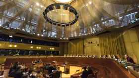 La gran sala del TJUE en la que se ha celebrado este martes la vista del caso Puigdemont