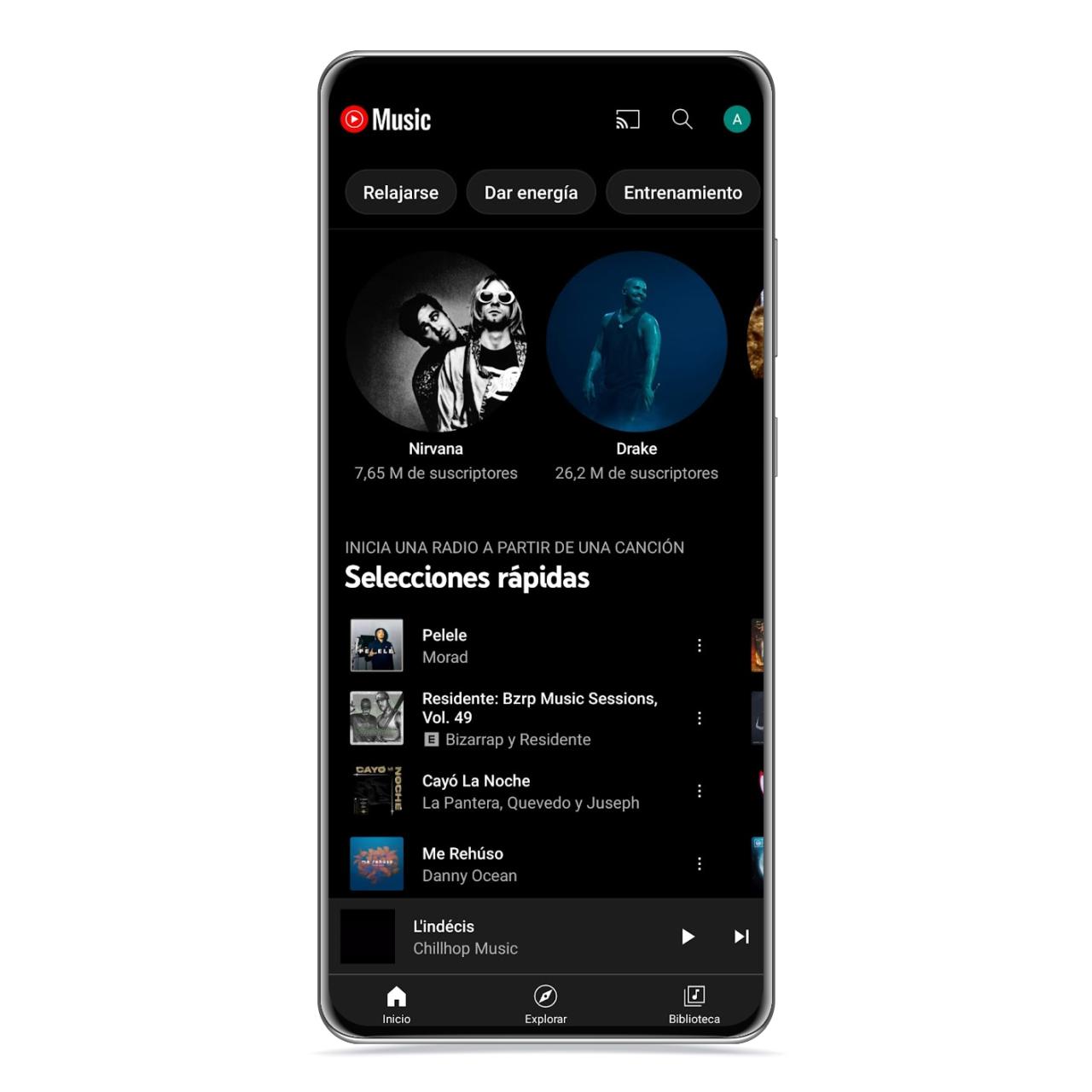 Interfaz anterior de YouTube Music