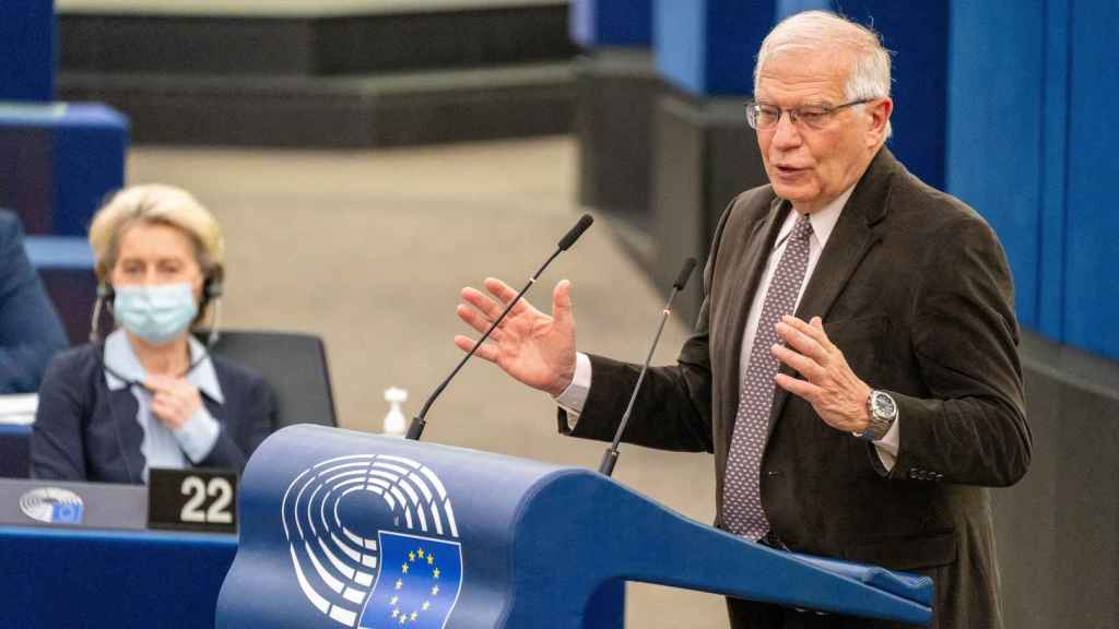 El jefe de la diplomacia de la UE, Josep Borrell, durante el debate este miércoles en la Eurocámara