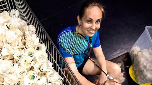 Kristina Sotomayor-Dzhanhobekova, estrella del bádminton, durante un entrenamiento