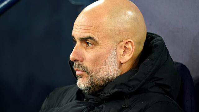 Pep Guardiola, en el banquillo del Manchester City