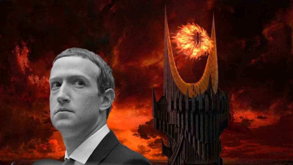 Mark Zuckerberg junto al ojo de Sauron.
