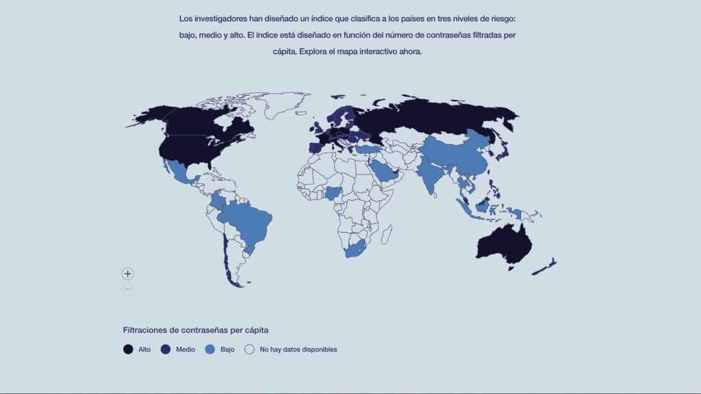 Lista de países más afectados por filtraciones de datos.
