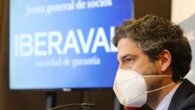 El presidente de Iberaval, César Pontvianne, en una rueda de prensa de la SGR.