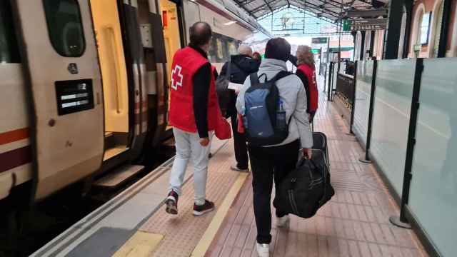 Refugiados llegando en tren a Valladolid
