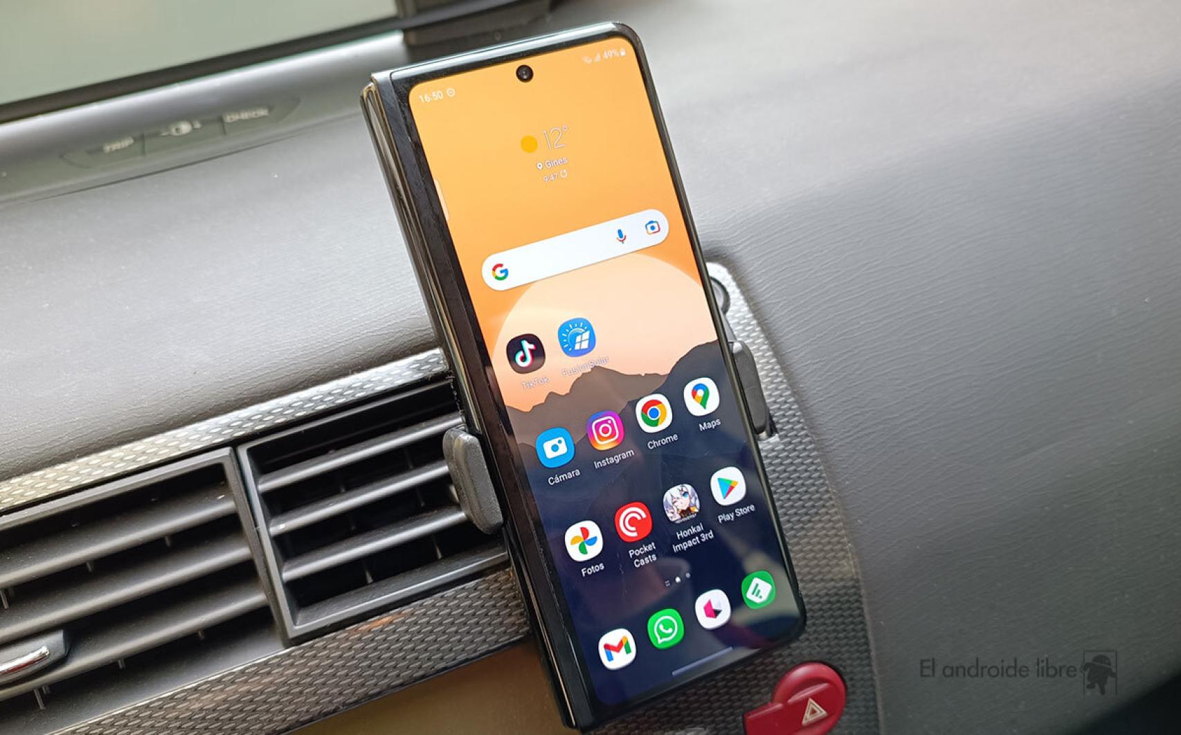 Samsung Galaxy Z Fold 3 in a generic car holder