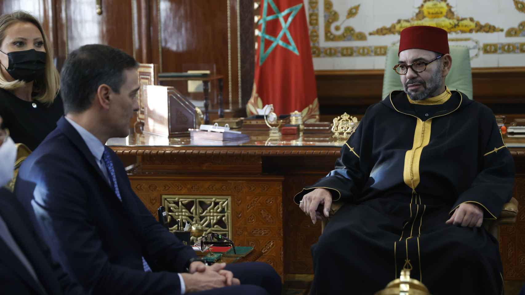 Mohamed VI durante su encuentro con Pedro Sánchez.