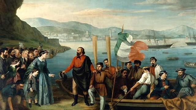 Garibaldi, en la partida de la playa de Quarto (Génova) para ponerse al frente de la Expedición de los Mil con el objetivo de conquistar Sicilia.