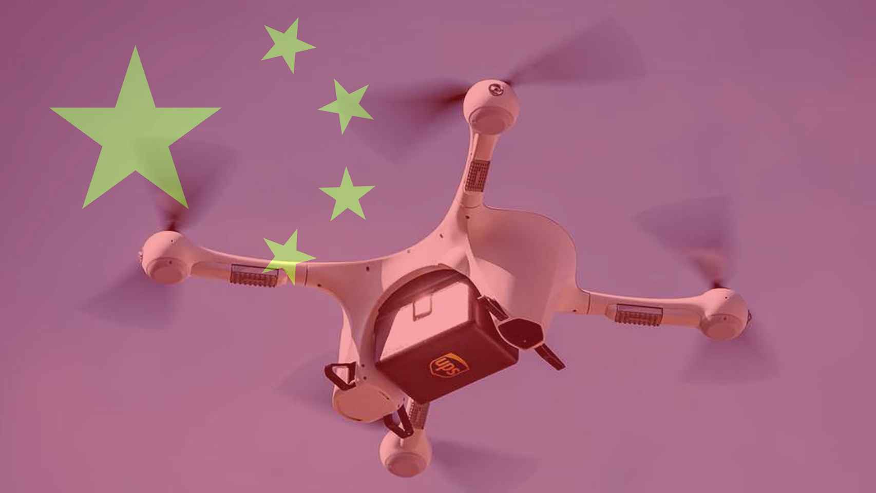 Dron con la bandera de China