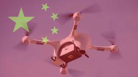 Dron con la bandera de China