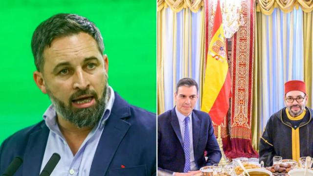 Un fotomontaje de Abascal y el detalle de la imagen de la bandera invertida en Marruecos.