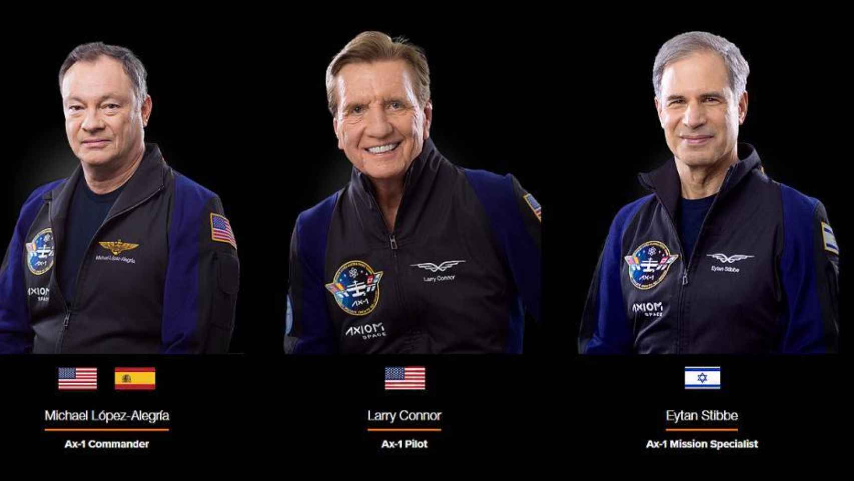 Tres de los cuatro tripulantes de la misión Axiom-1. / Axiom Space