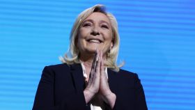 Marine Le Pen pronuncia un discurso tras los resultados de la primera vuelta.
