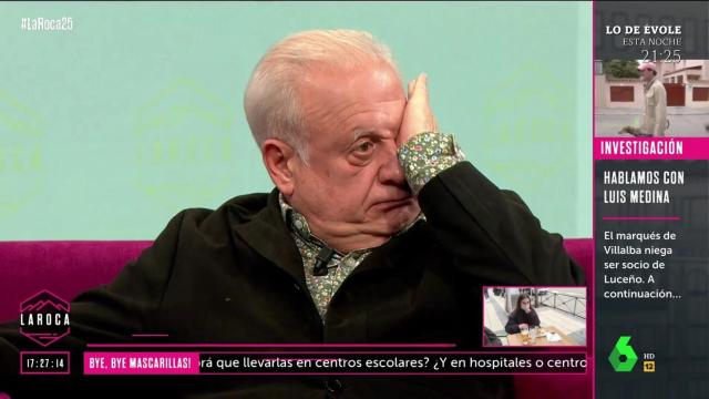 El actor Juan Echanove se ha roto en directo en 'La Roca'.