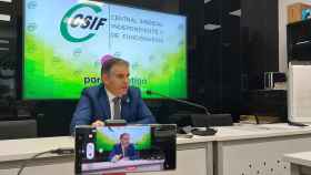 El presidente del CSIF en Castilla y León, Benjamín Castro, durante la rueda de prensa