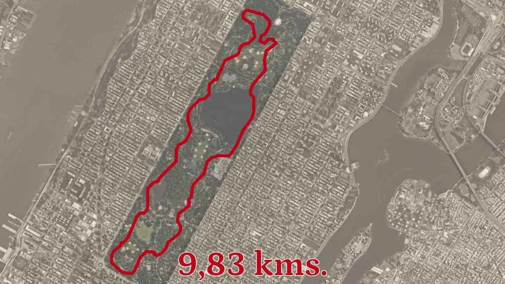 Mapa de Central Park con el recorrido del corredor de ultramaratón Oz Pearlman