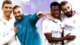 Cristiano Ronaldo, Karim Benzema y Vinicius